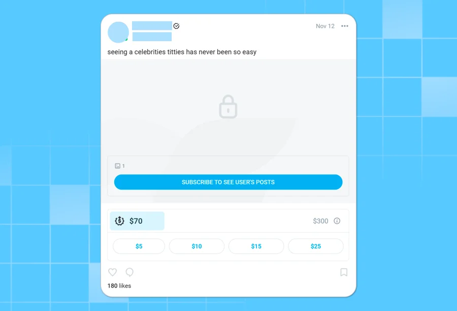 Example of monetizing content through Tip Goal post