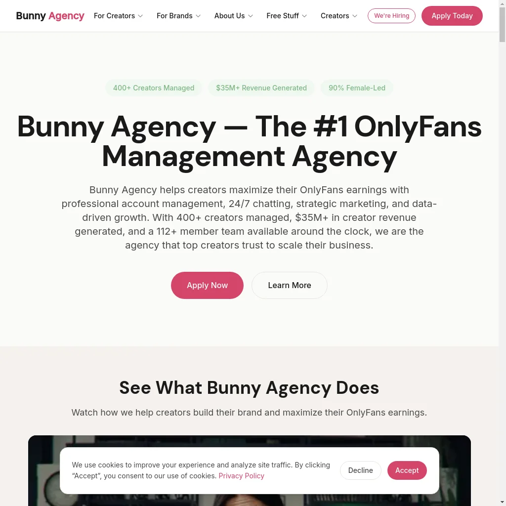 The Bunny Agency website preview