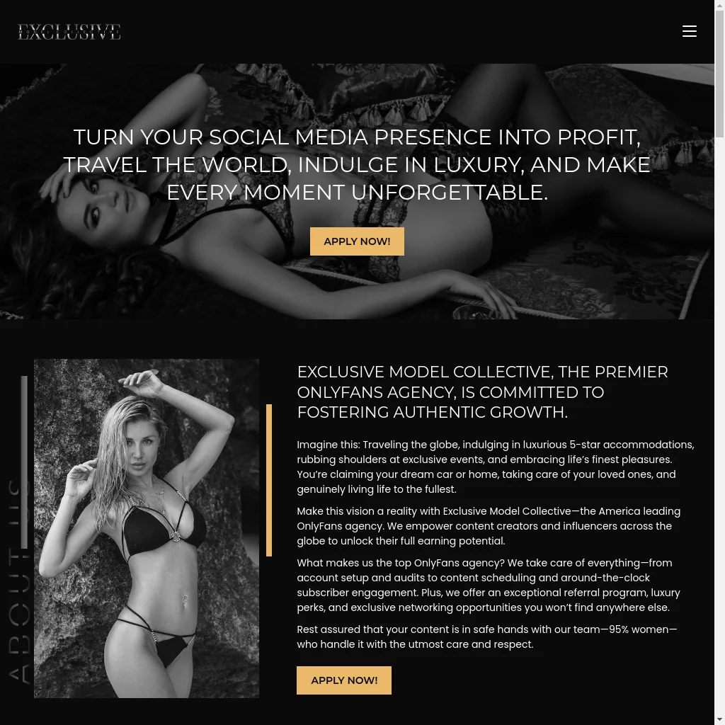 Exclusive Model Collective website preview