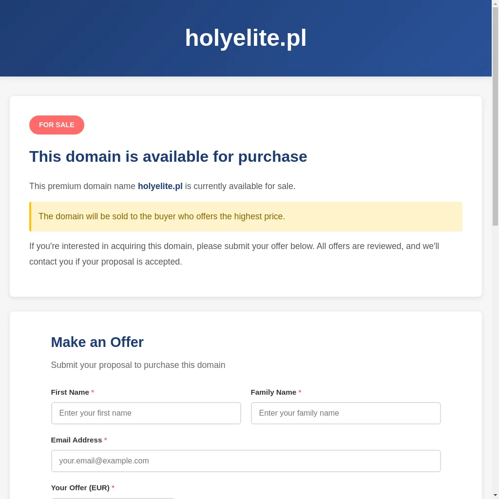 Holy Elite website preview