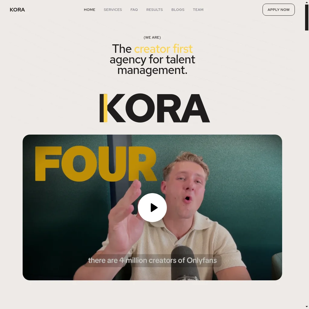 Kora website preview