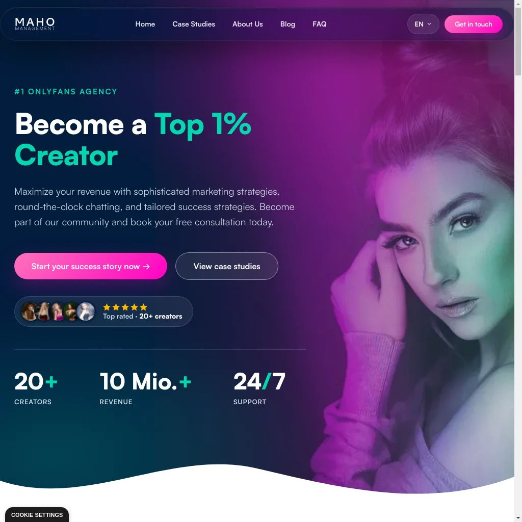 Maho Management website preview