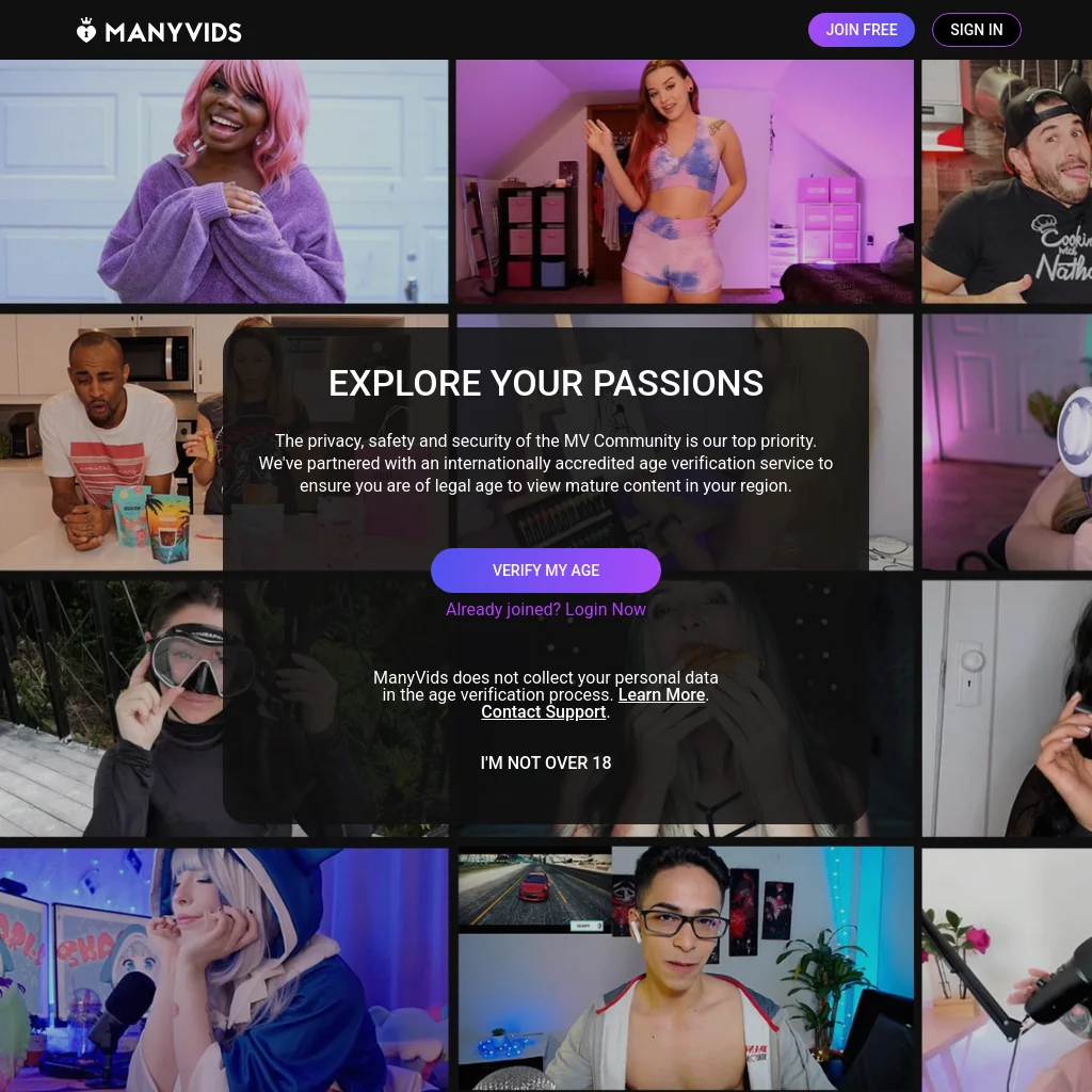 ManyVids website