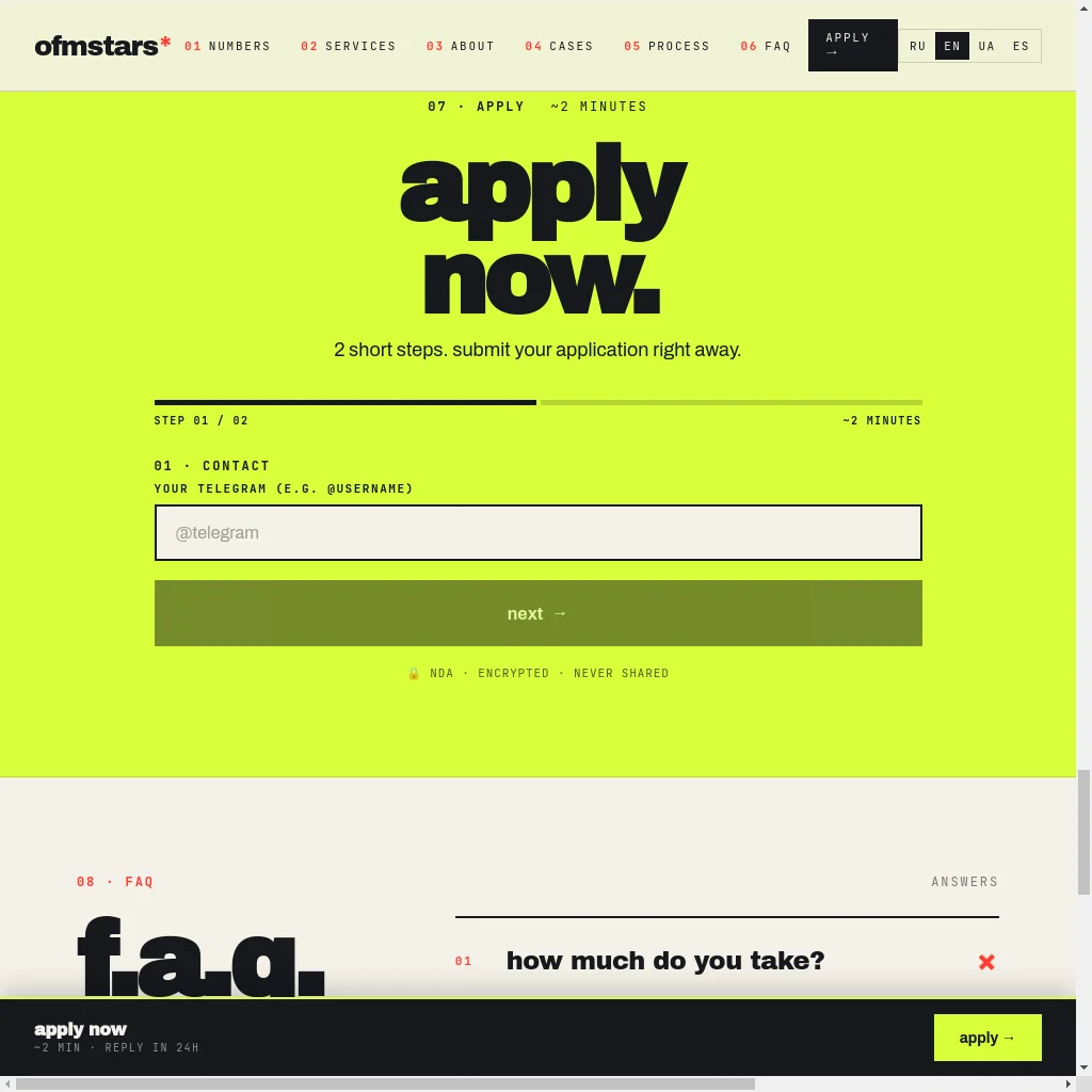 Ofmstars website preview