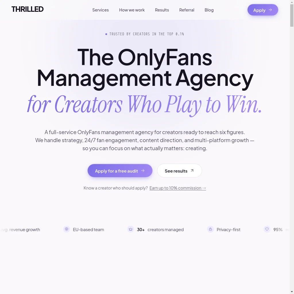 Thrilled website preview