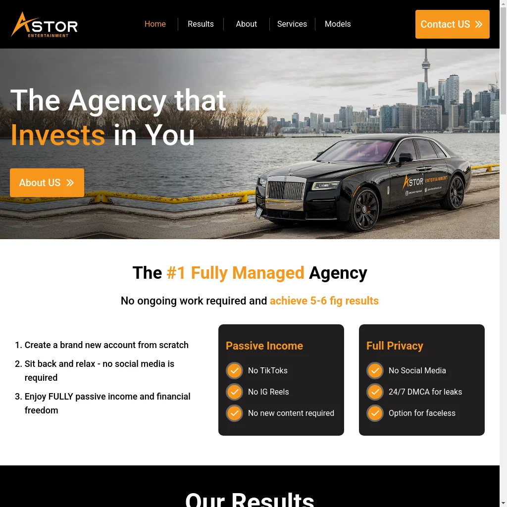 Astor Entertainment website preview