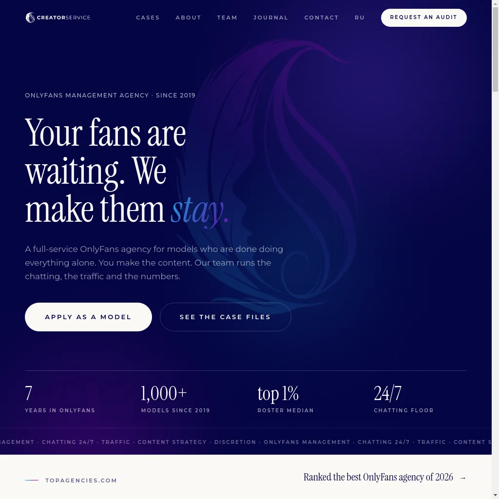 CreatorService website preview
