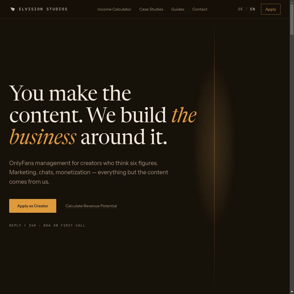 Elvision Studios website preview