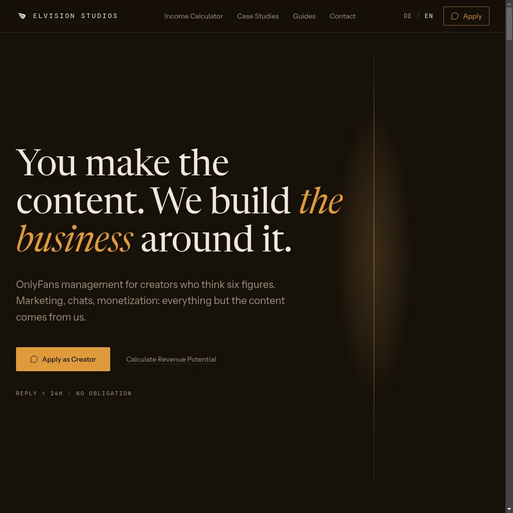 Elvision Studios website preview