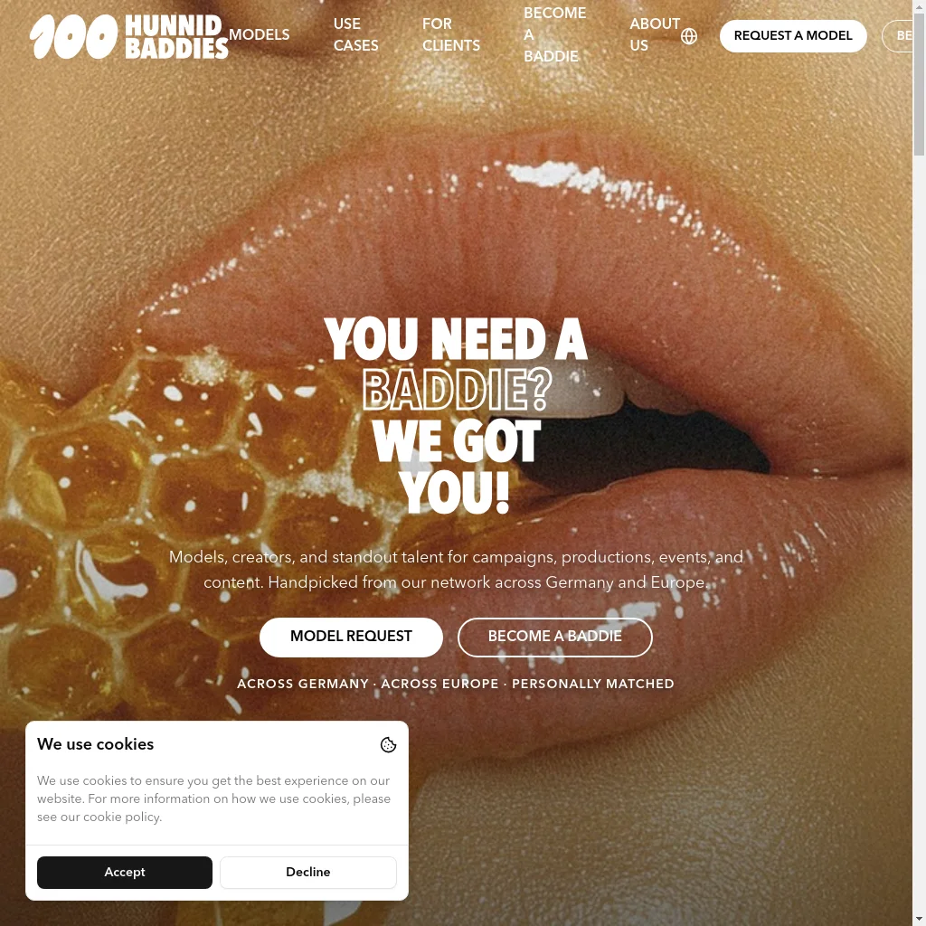 Hunnid Baddies website preview