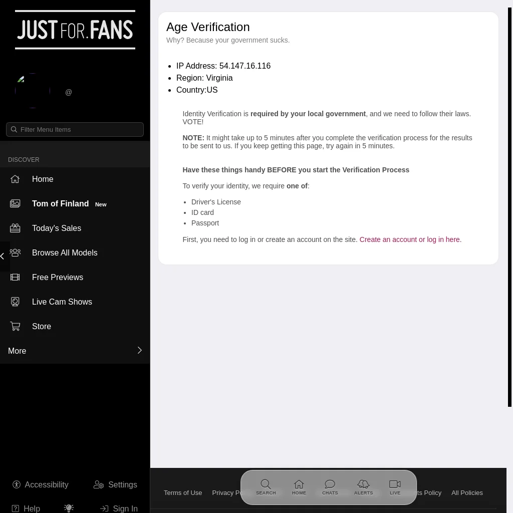JustForFans website