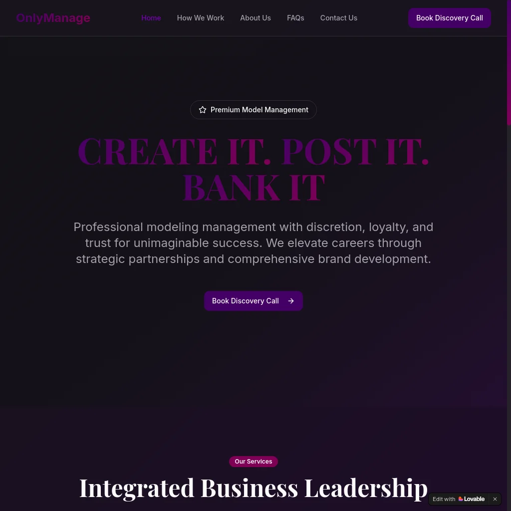 Only Manage website preview