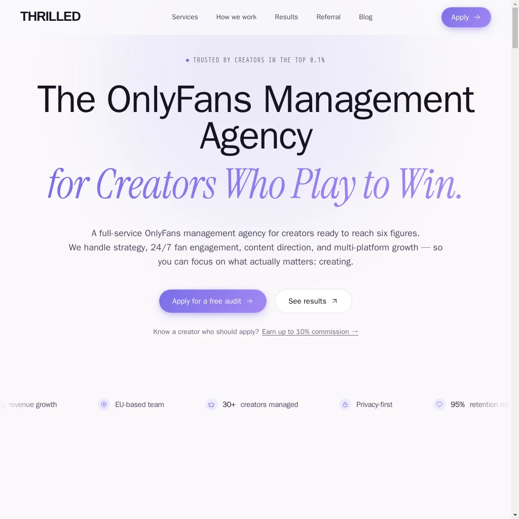 Thrilled website preview