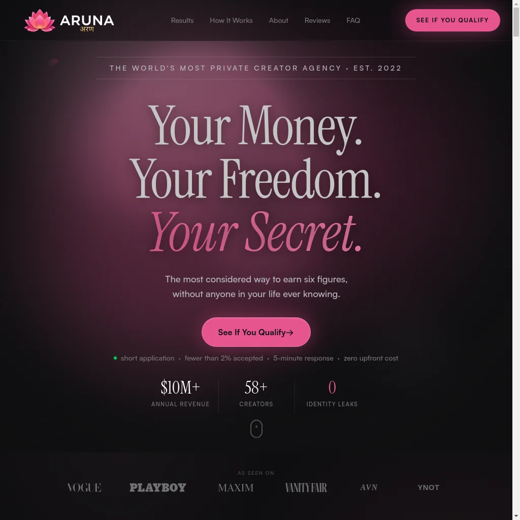 Aruna Talent website preview