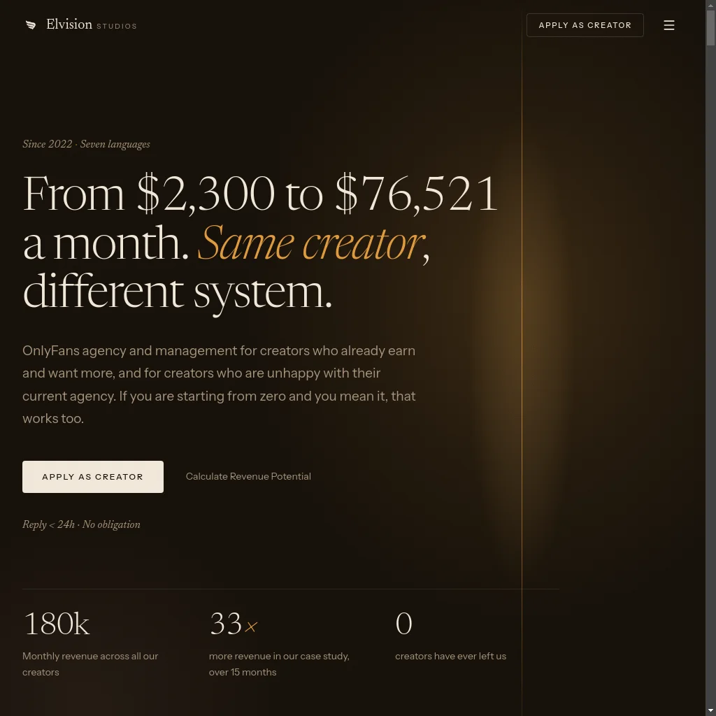 Elvision Studios website preview