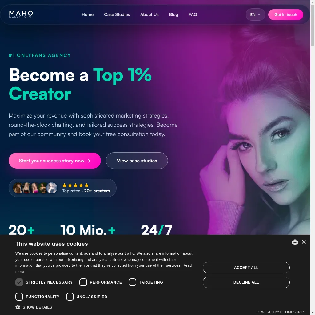 Maho Management website preview