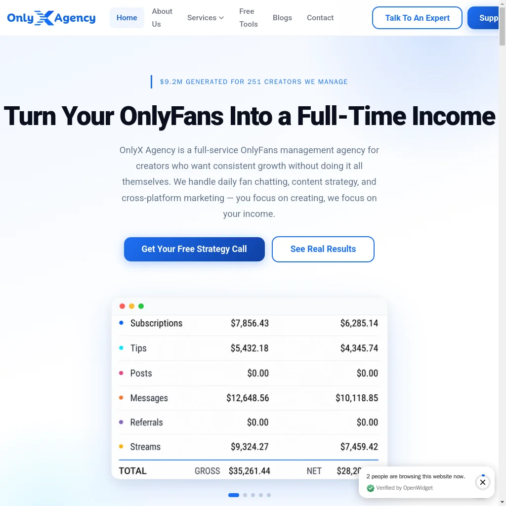 OnlyXagency website preview