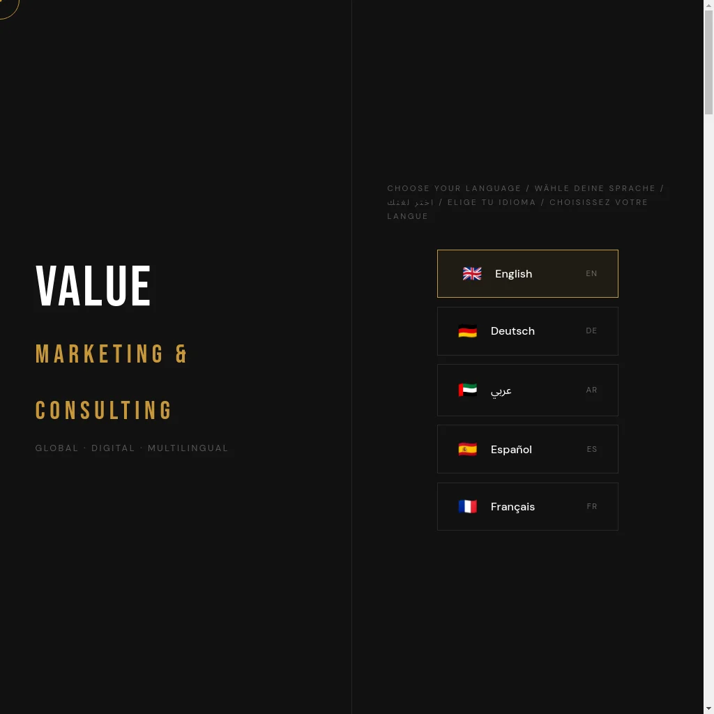 Value Marketing & Consulting website preview