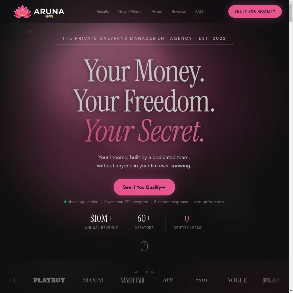 Aruna Talent website preview