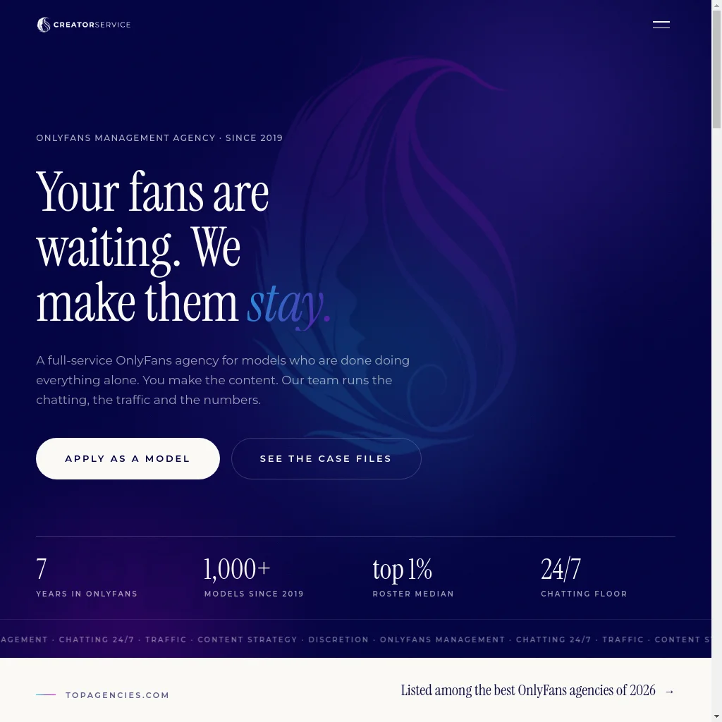 CreatorService website preview