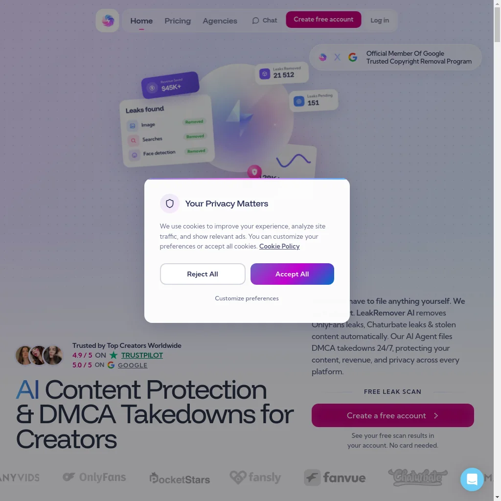 LeakRemover AI website