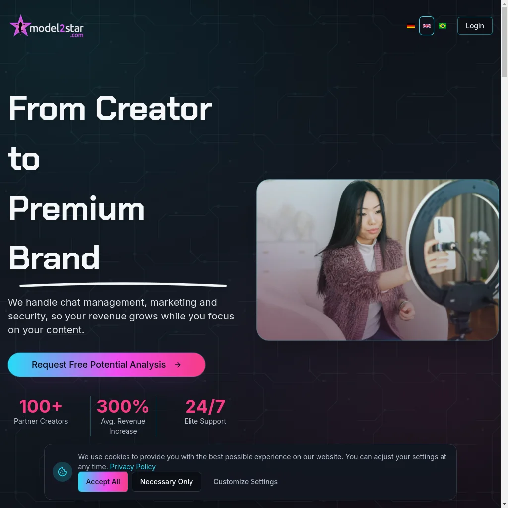 Model2Star website preview