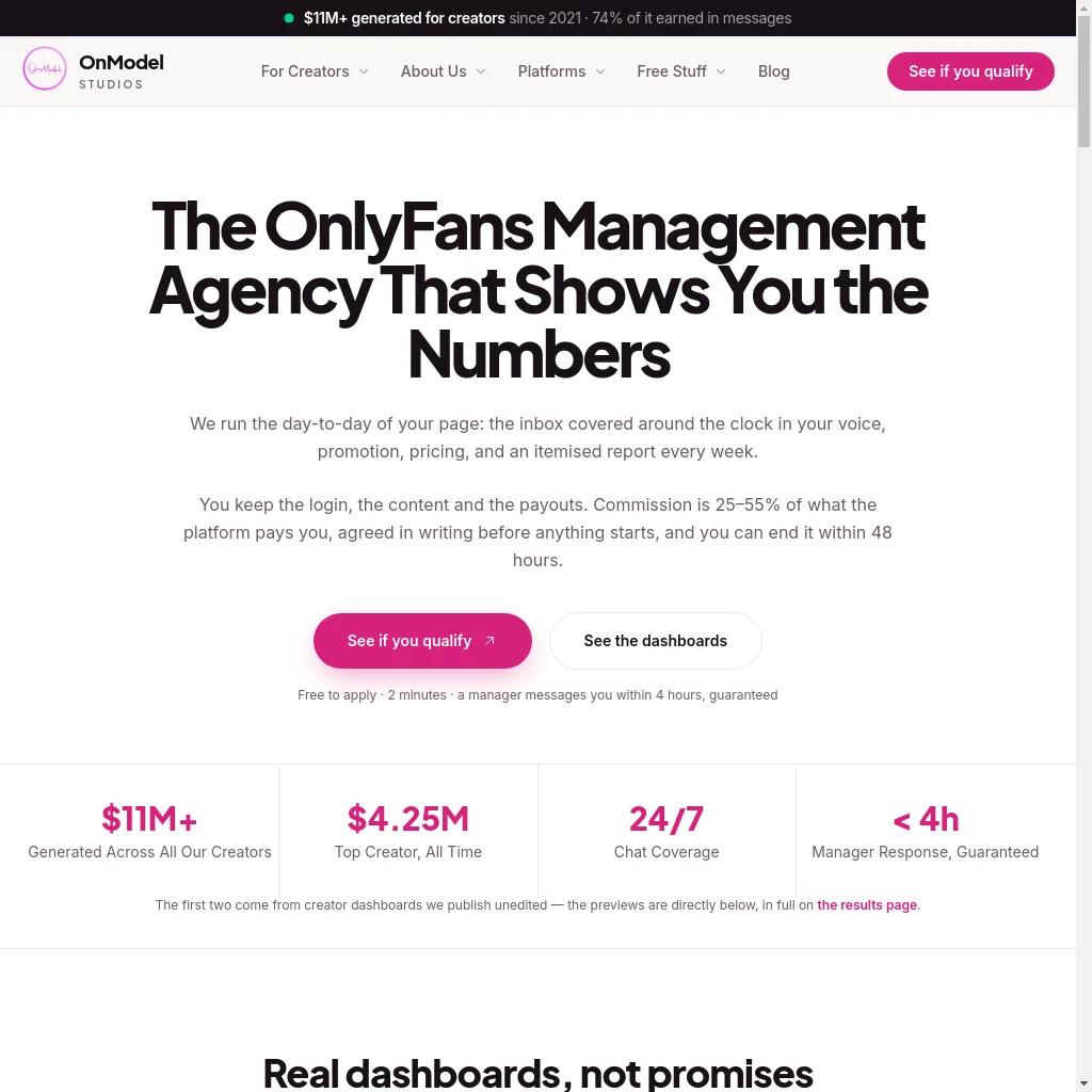 OnModelStudios website preview