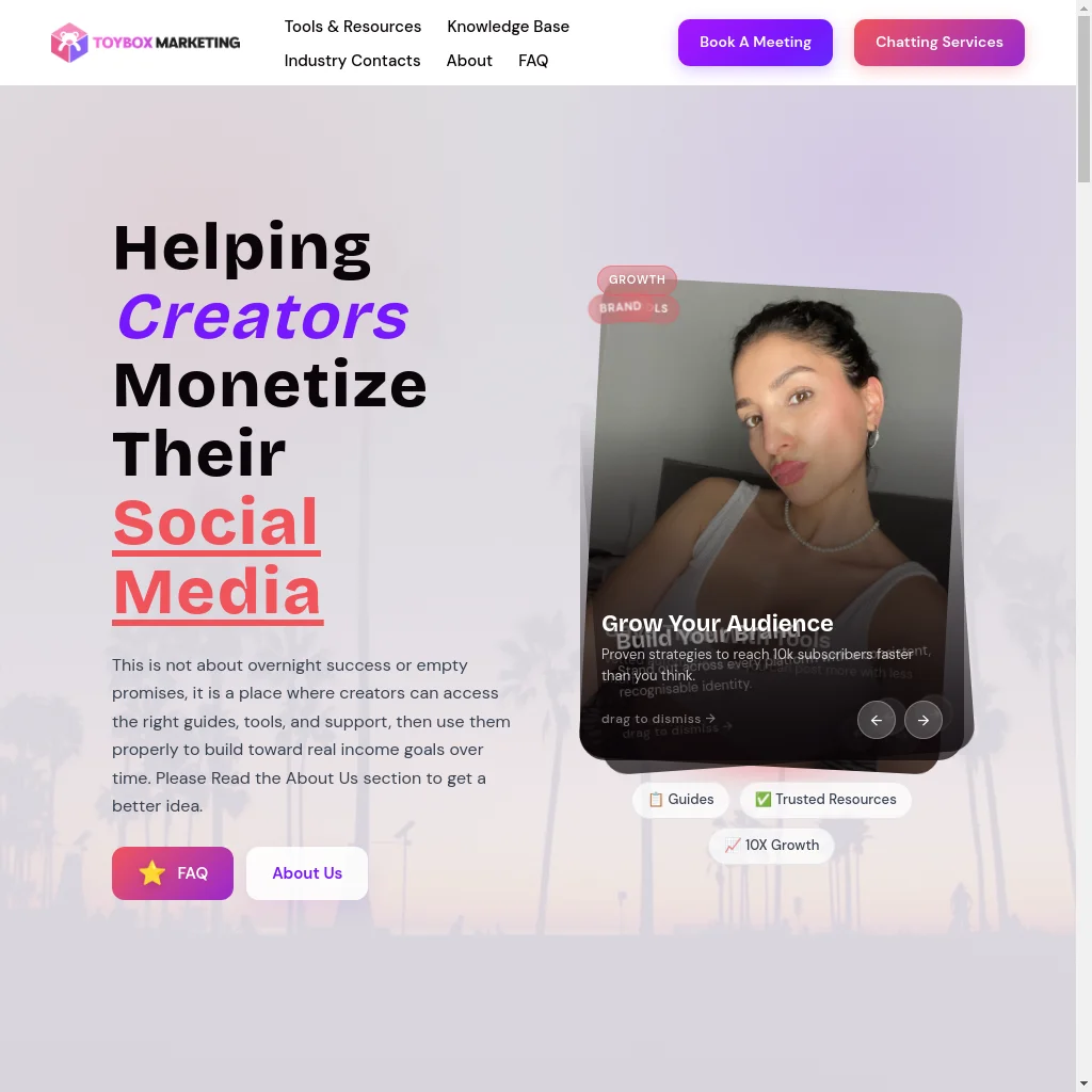ToyBox Marketing website preview